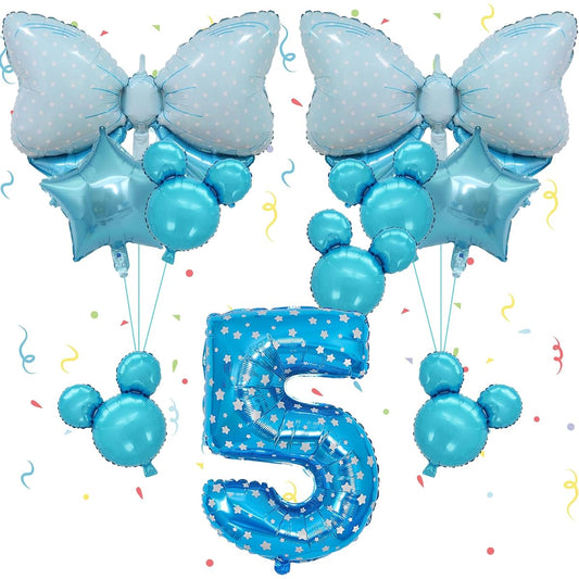 10 Minnie Balloons, Blue Minnie 5th Birthday Party Supplies, Giant Bow, Birthday Party Balloons, Birthday Party Decorations