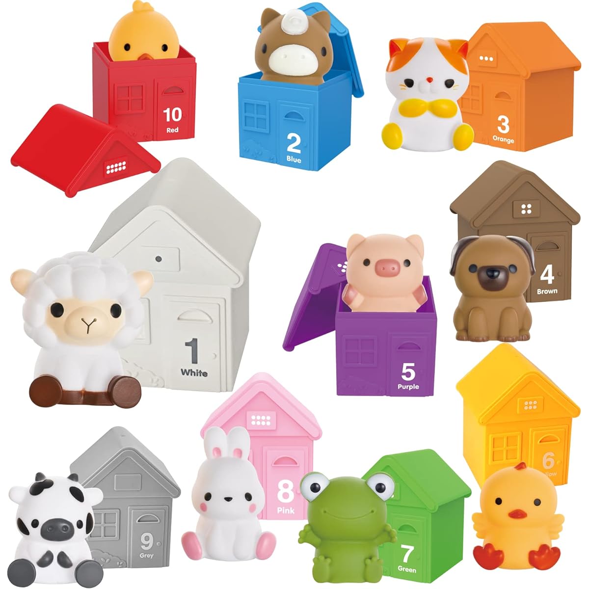 Learning Toys for Toddlers 20 Piece Farm Animals Finger Puppets & Barn Toy for Kids (Green)