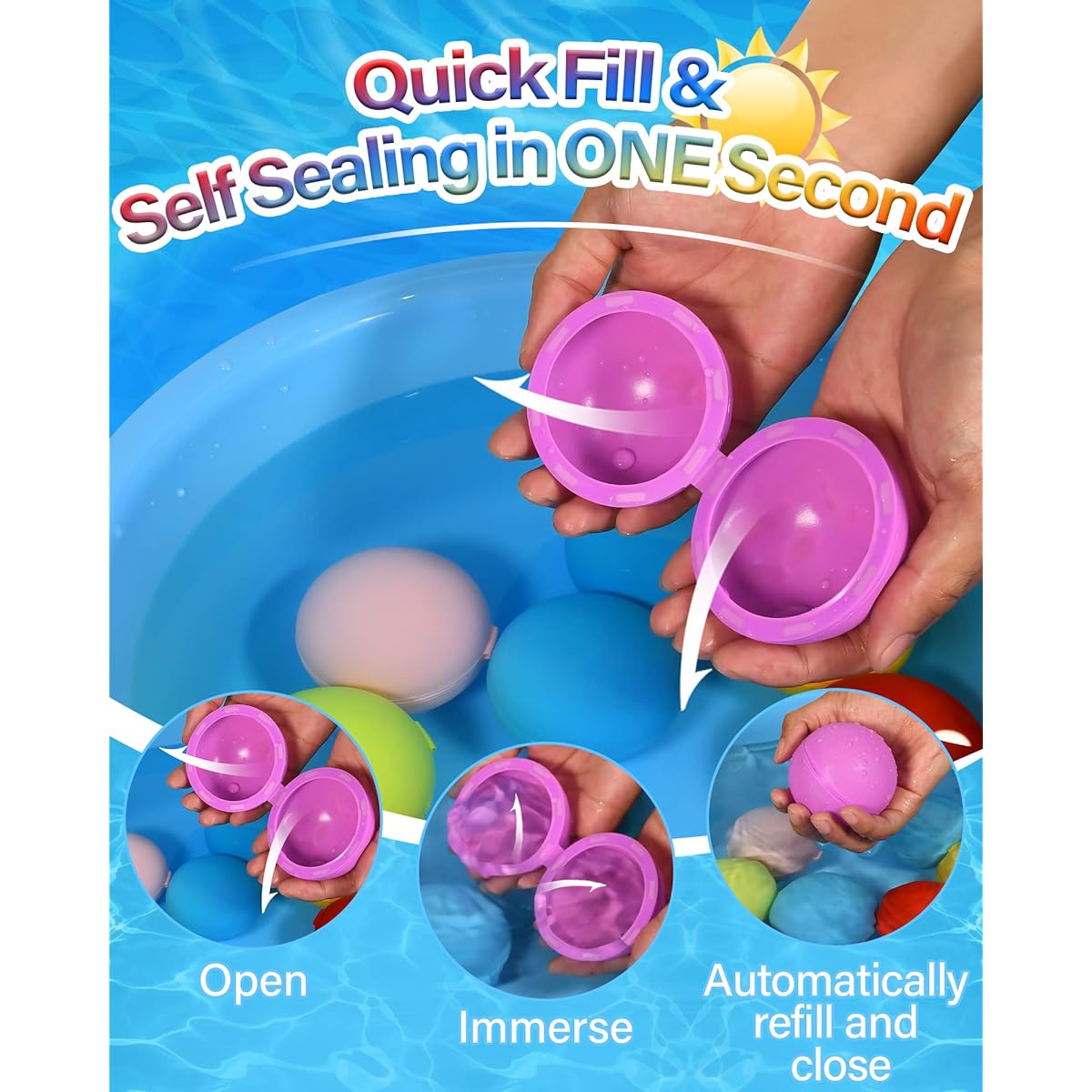 SOPPYCID Tonoviviy Water Bomb Balloons Reusable Refillable Magnetic Water Balloons for Kids and Adults Summer Toys Pool Toys Summer Party Outdoor Toys (12pcs)