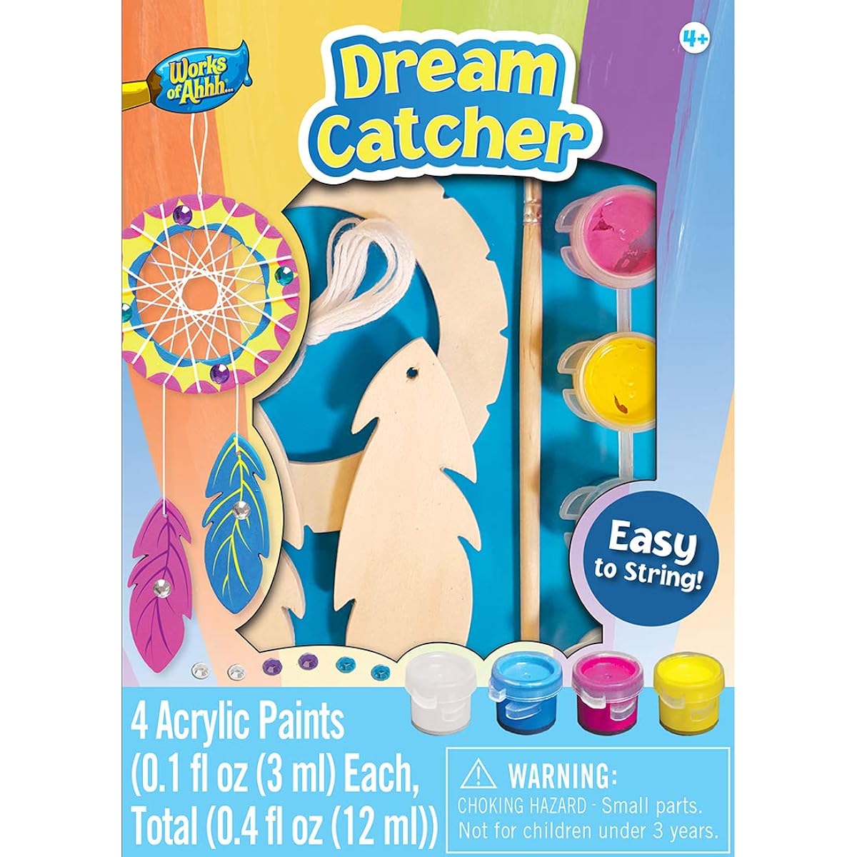 MasterPieces Works of Ahhh Real Wood Small Acrylic Paint & Craft Kit Dream Catcher Ages 4+
