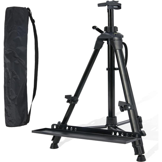 DANMO Easel Stand Canvas Art Easel for Table Top & Floor 53.34cm~160.04cm Adjustable Aluminum Easel with Portable Bag Black