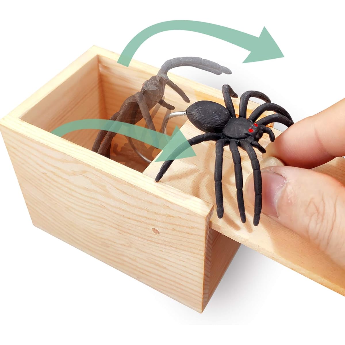 AHCAI Rubber Spider Prank Surprise Box, Handmade Wooden Surprise Box, Fun Practical Surprise Joke Box SpiderBox-single