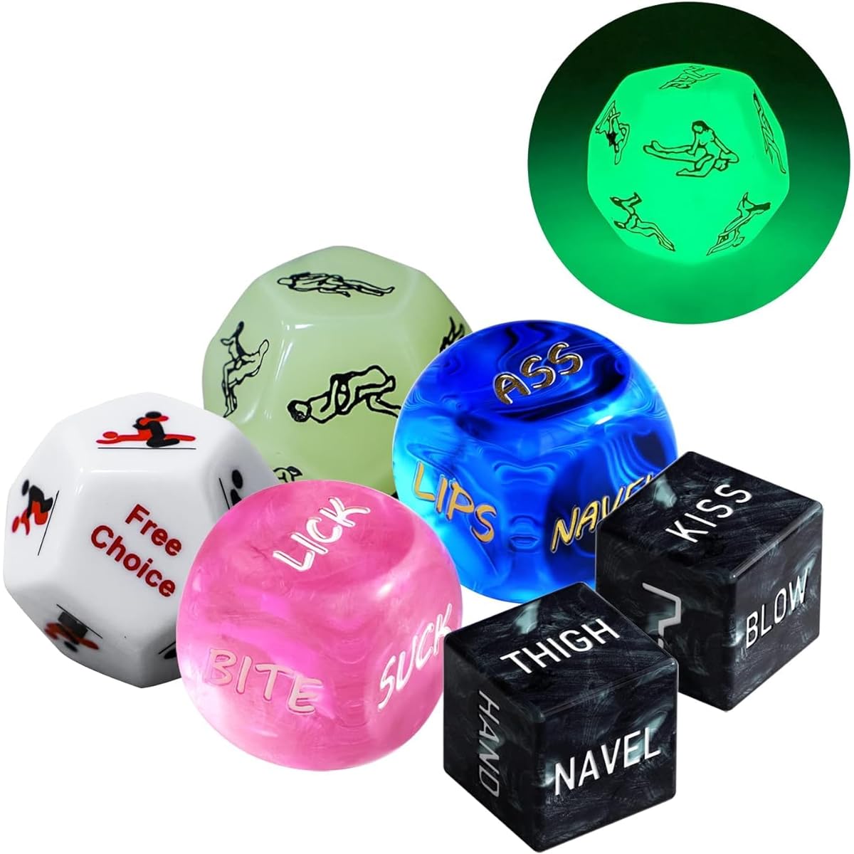 Prosixtoy Date Night Decision Dice Set - 6 Pieces Anniversary and Valentine's Day Anniversary Birthday Gifts for Boyfriend, Girlfriend, Husband, Wife, Wedding, Couples, Dice Game for Bedroom