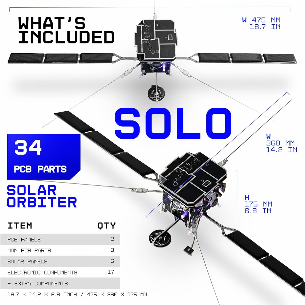 Geeek Club Space O DIY Engineering Kit - Solar Orbiter Model Building Kit - Solar Powered Science Toy Kit - Educational STEM Kit Electrical Engineering Kit - DIY Toy Gift for Adults, Teens, Kids Ages 14+