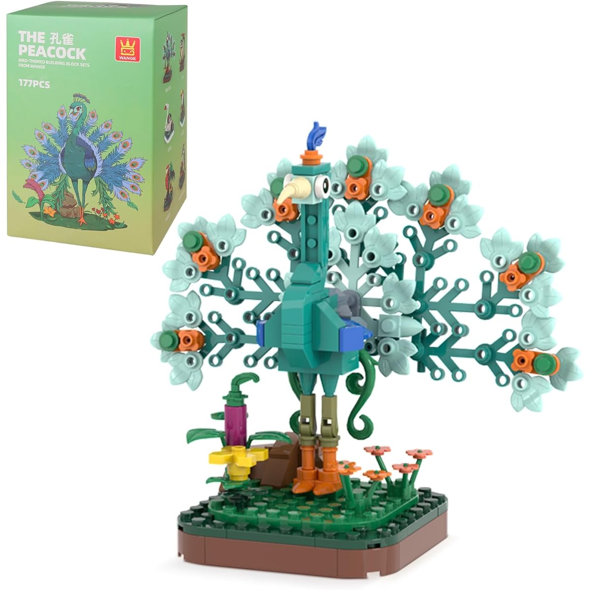 MEIEST Mini Animal Building Blocks Set Simulation Bird Collection Construction Building Bricks Toys Cute Home Decoration(Peacock)