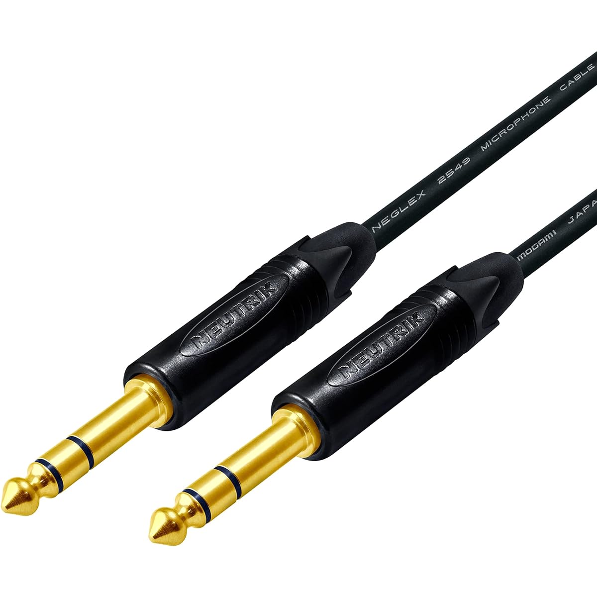 WORLDS BEST CABLES 4 Unit - 4 Feet - Balanced TRS Patch Cable Custom Made - Uses Mogami 2549 (Black) Wire and Neutrik NP3X-B Gold TRS Stereo Plugs