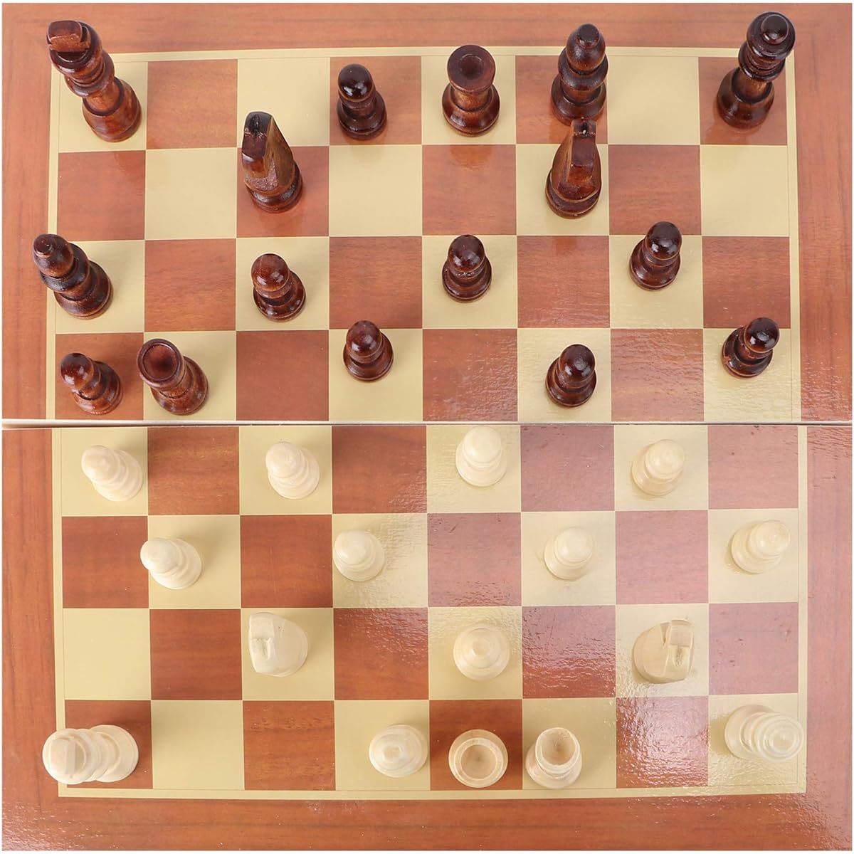 Toyvian Checkers Set, Wooden Checkers Board Game, Portable Educational Folding Chess Game for Kids and Adults
