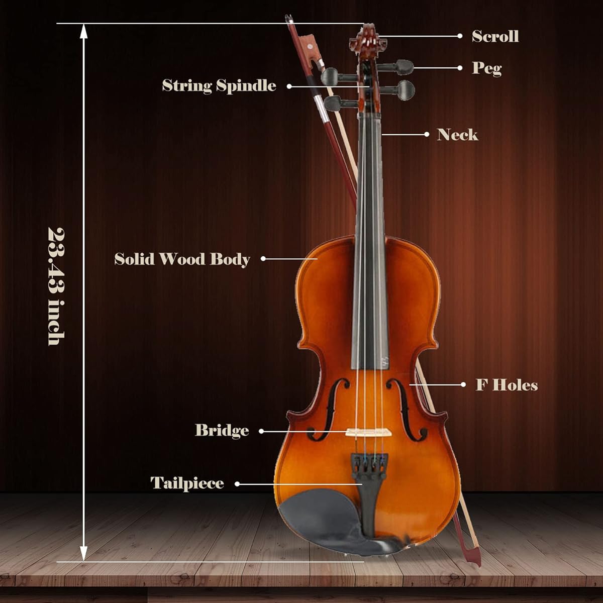 BELANITAS Violin 4/4 Full Size Fiddle Set Acoustic Violin Children Adult String Instrument Beginner Student Hard Case, Violin Ribbon, Rosin, Natural