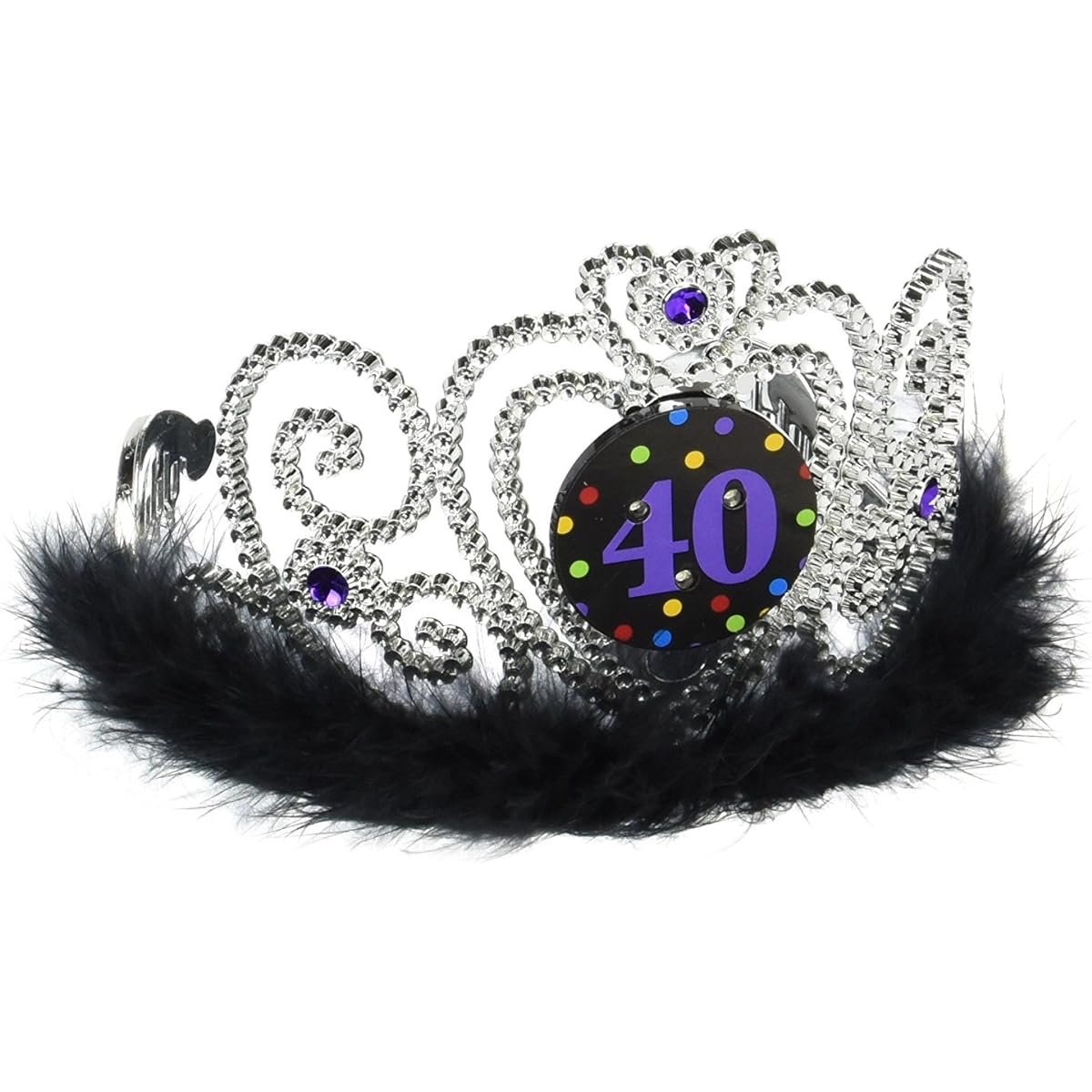 Amscan The Party Continuous 40th Birthday Party Flashing Tiara, Silver/black,