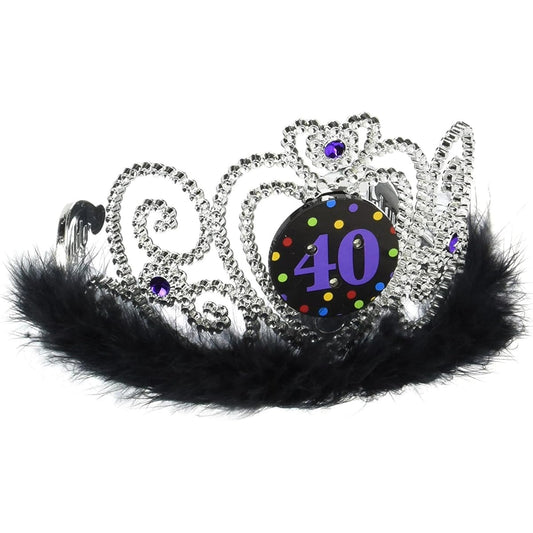 Amscan The Party Continuous 40th Birthday Party Flashing Tiara, Silver/black,