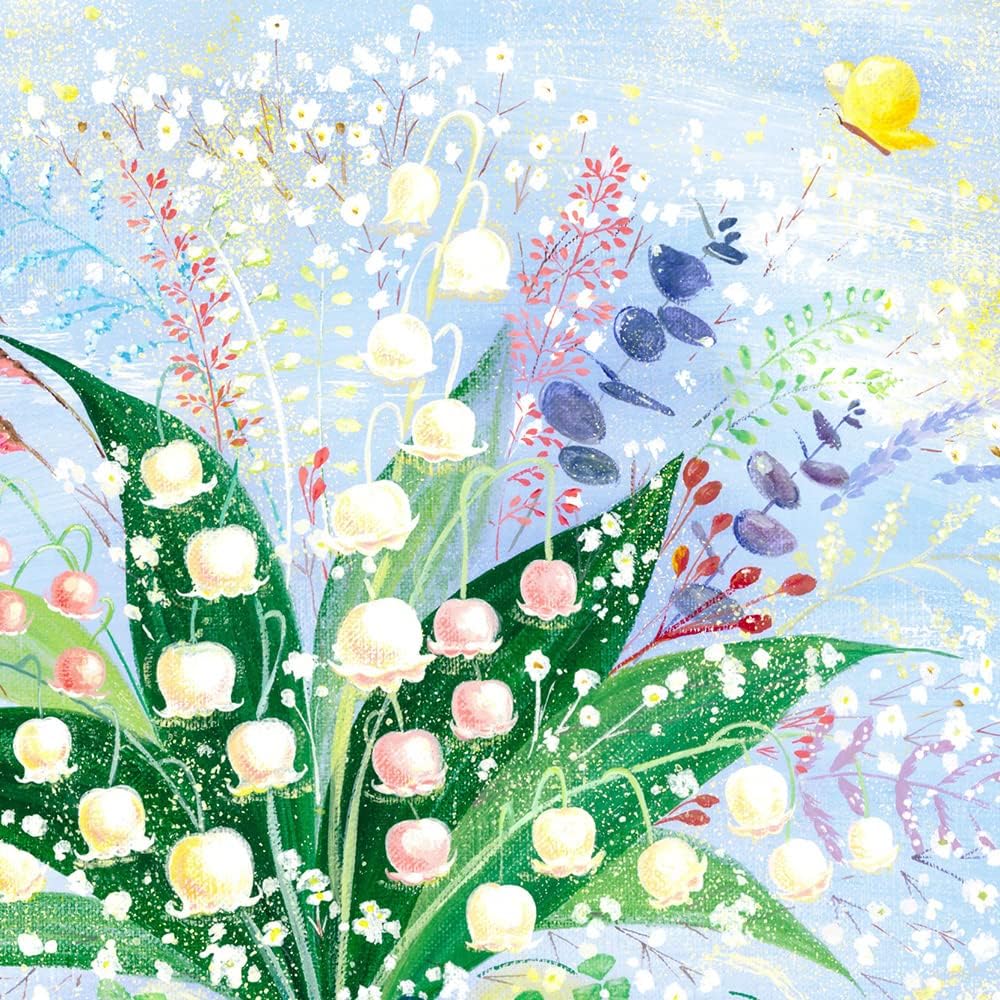 Painting Interior Lily of the Valley Language of Flowers "A Bouquet of Circulating Happiness" (M Plus Size Framed) Framed Stylish Flower Painting for Entrance Healing Store Hospital Art Poster Popular