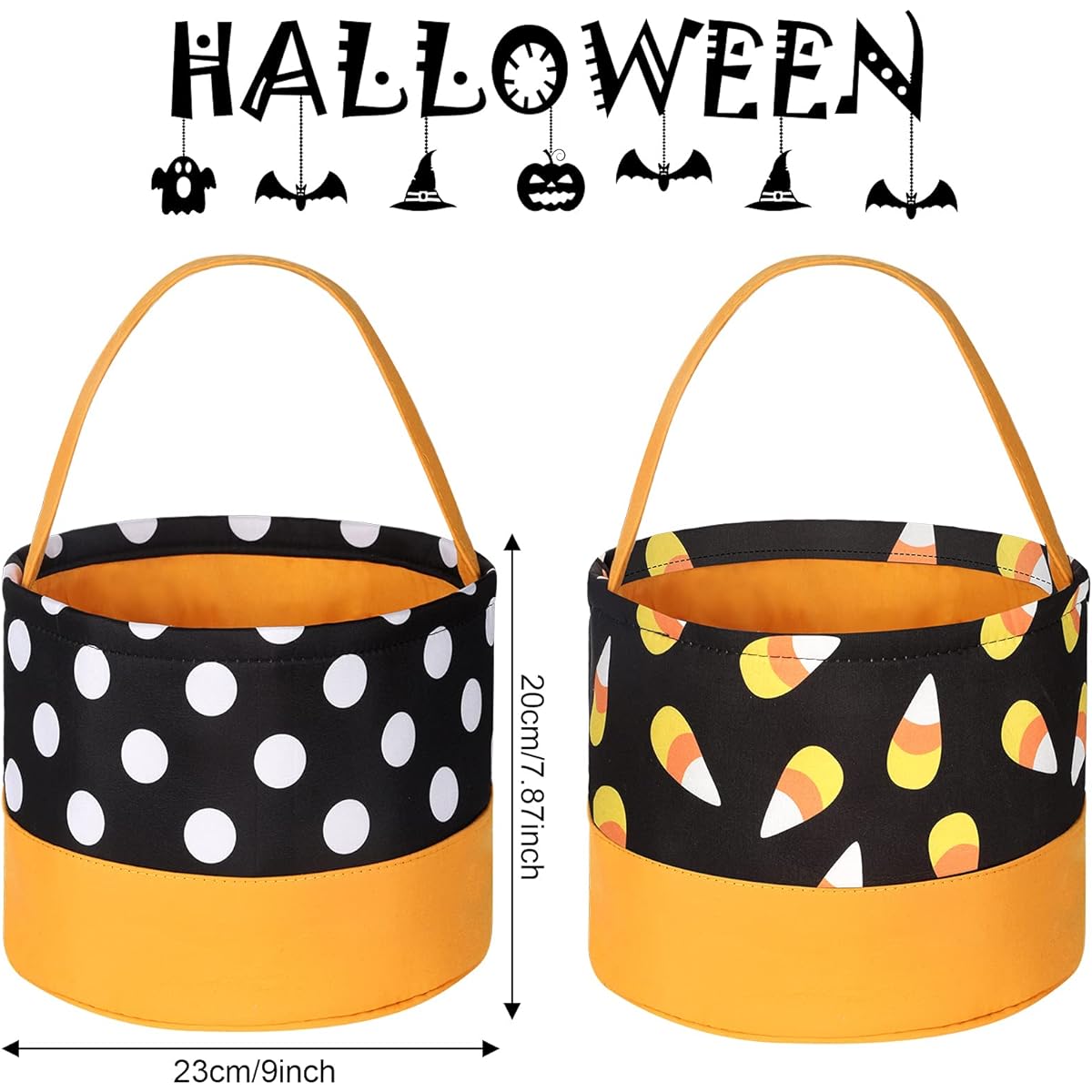 2 Trick or Treat Bags Halloween Candy Bucket Fabric Candy Tote Bag Halloween Supplies 2 Styles