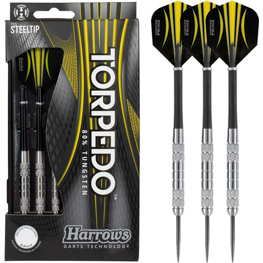 Harrows Torpedo 80% Tungsten Steel Tip Dart Set 22g 23g 24g 25g Nylon Shaft Marathon Flight with Travel Case