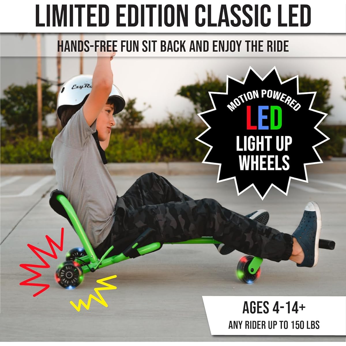 EzyRoller Classic Ride-On Scooter Ages 4+ - Pink LED Limited Edition