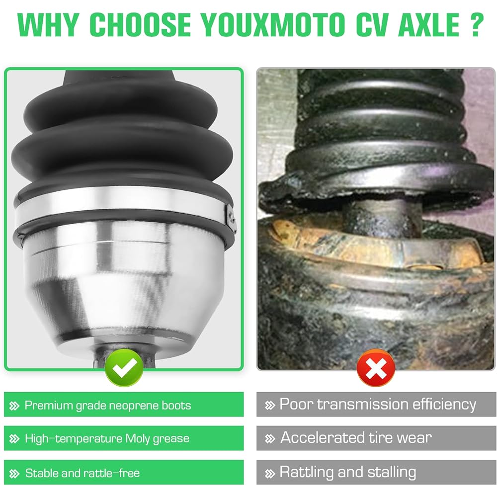 Youxmoto Front Axle for Polaris Ranger 570/500 2011-2014 Front Left/Right Axle Polaris Ranger 4x4 400 500 800 EV 2010-2014 4340 Chromoly Steel 1332690 1333134 22038 77