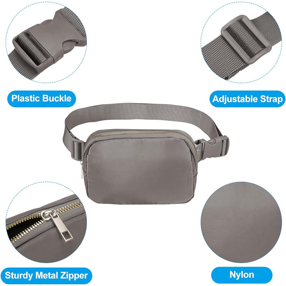 PATIKIL Fanny Pack Waterproof Belt Bag Men & Women Adjustable Crossbody Bag Waist Bag for Running Travel Workout Dark Gray