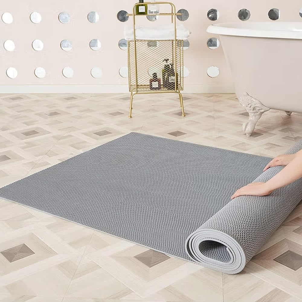 sumunior Outdoor Indoor Non-Slip Mat, Mat, 300x90cm, PVC Sheet, Drainage Rubber Floor Mat, Perforated Rubber Mat, Entrance Mat, Possible, Fall Prevention, Mud Removal, Parking Lot, Mat, For Aisles, Corridors, Baths, Baths (90x300cm, Wavy Pattern)