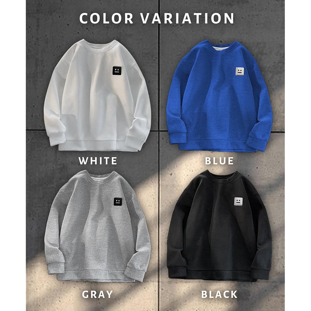 [J.STORE] One Point Logo Pullover Long Sleeve Sweatshirt Spring Summer Autumn Loose T-shirt Cut and Sewn Men's
