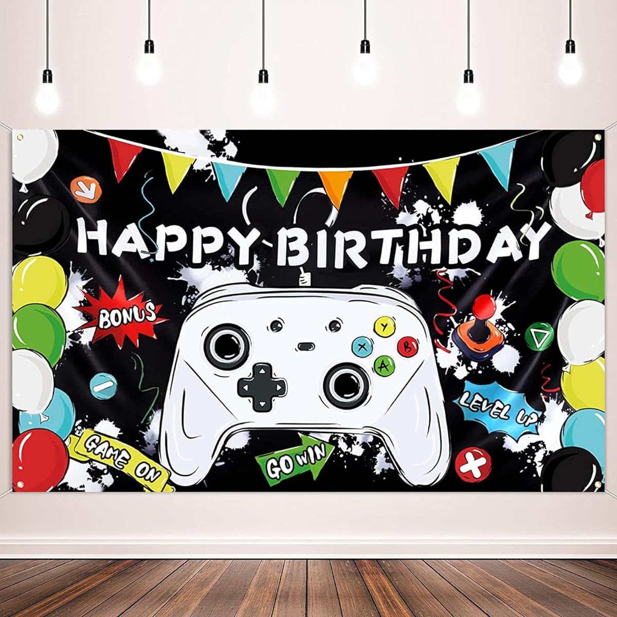 Video Game Happy Birthday Backdrop Game Photo Background Happy Birthday Banner Kids Boys Party Wall Decoration Supplies