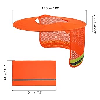 PATIKIL Hard Hat Sunshade 4 Pieces Sun Neck Protection Mesh Full Brim and Neck Gaiter Scarf High Visibility Reflective Hard Hat Accessories Fluorescent Yellow Fluorescent Orange