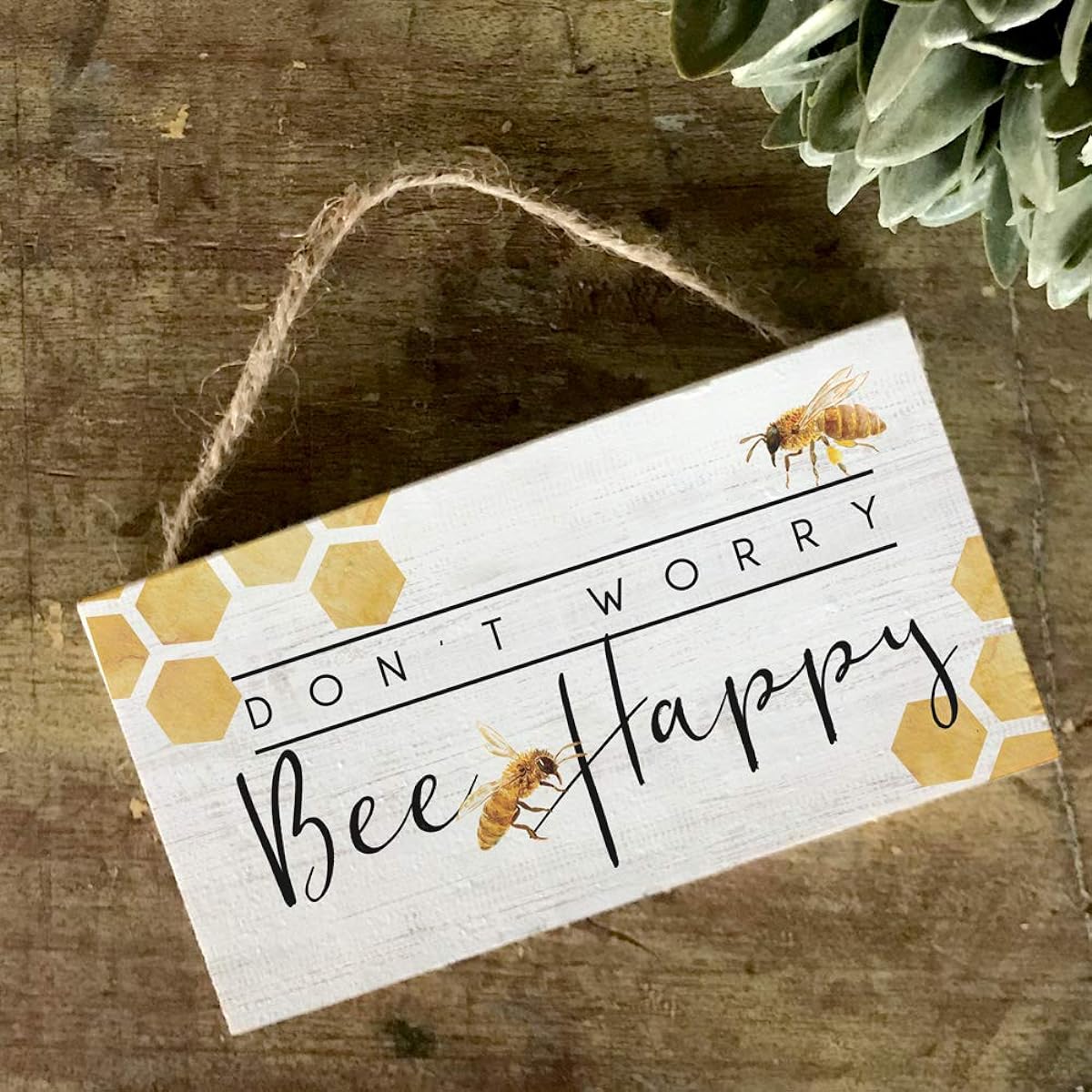 Simply Said, INC Petite Hanging Accent Bee Happy 6.5x3.5 Inch Wood Sign PHA1318