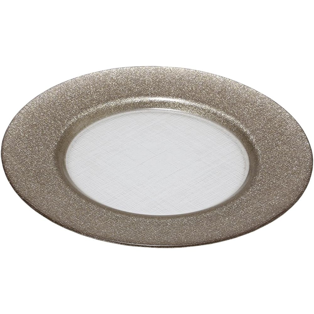 Vetro Felice Large Plate Western Tableware Charger Plate Ginger & Clear 33cm Happy Glass Glitter 323933C G006