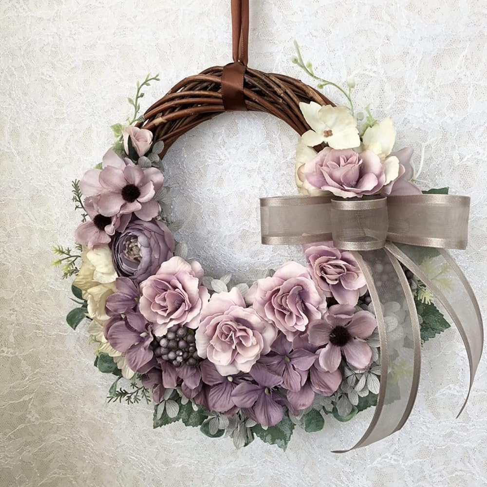 Lulu's Antique Rose Wreath Artificial Flower Natural Wreath Size: Approximately φ28cm x 7cm Antique Rose Wreath Lulu's-1413
