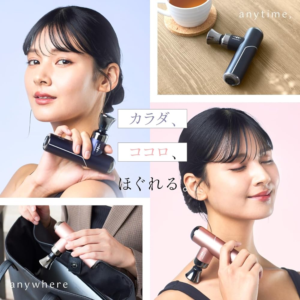 wavewave wave wave mini fascia release gun, mini fascia gun, 5 levels of powerful vibration, release gun, 230g, small, whole body refreshment tool, pocket size, Valentine's Day gift, comes with 4 types of heads, comes with Japanese instruction manual, pe