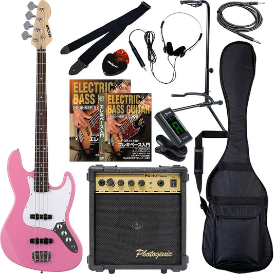 SELDER Bass Jazz Bass Type JB-30/Pink Beginner Introductory Limited Set Plus