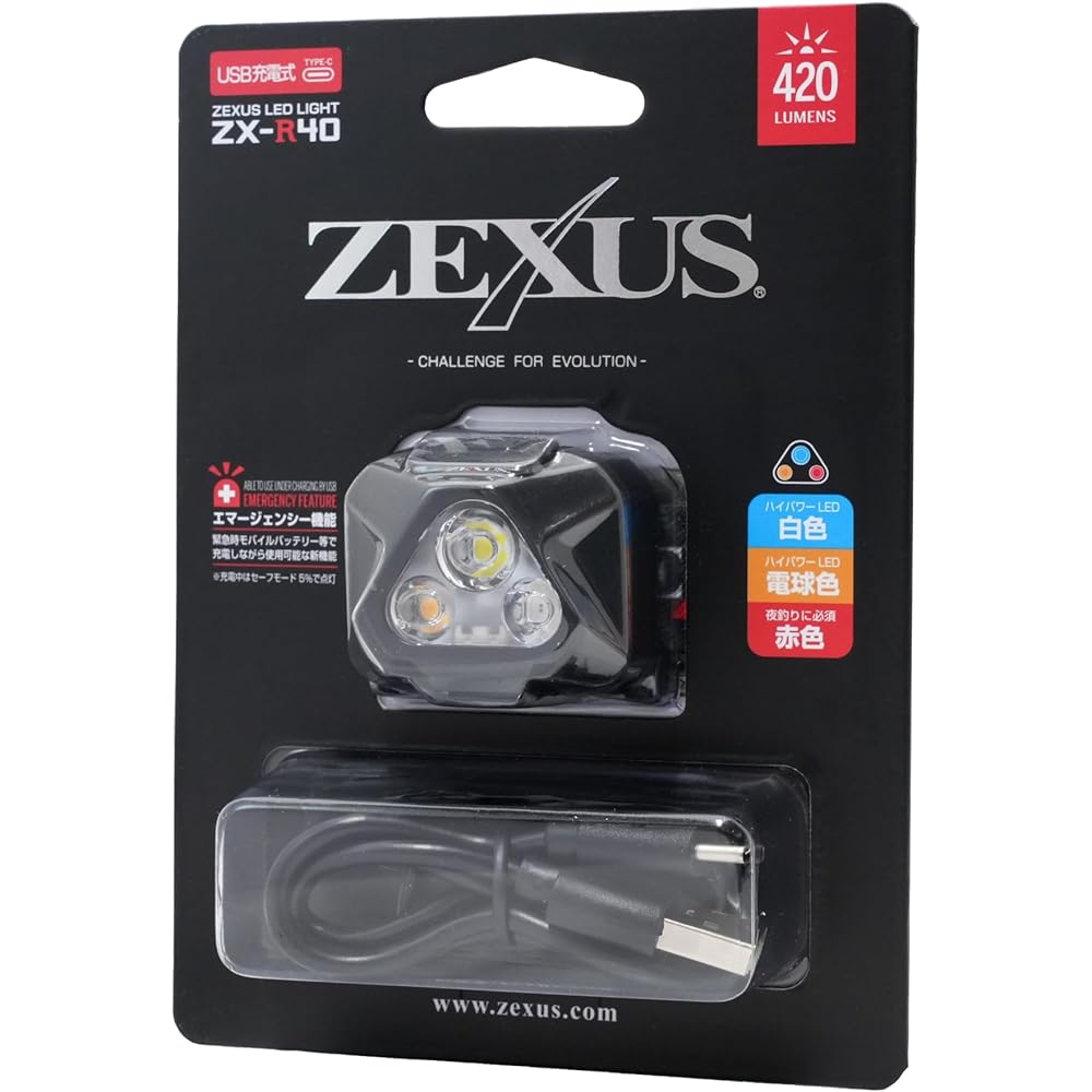Fuji Toki ZEXUS LED Light ZX-R40 Rechargeable [Maximum 420 lumens Main LED lighting time: Up to 18 hours White/Bulb/Red LED]