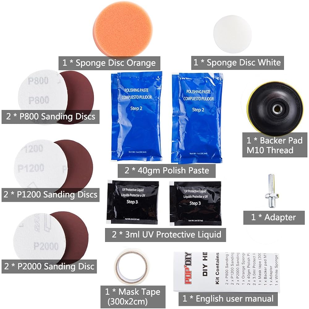 FMS Car Headlight Lens Restoration Kit Headlight Cleaner Polishing Tool for Yellow Headlights Eliminate Dull, Scratched and Cloudy Headlights Add Clarity