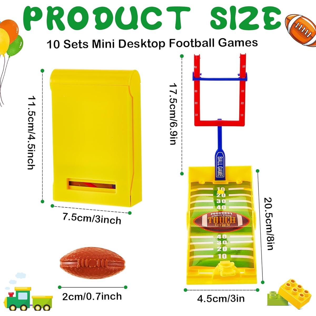 Halloscume 10 Sets Mini Football Game Desktop Football Game Field Goal Football Table Game Foam Football Goal Post Base Football Catapult Finger Board Game Sports Party Office Gift