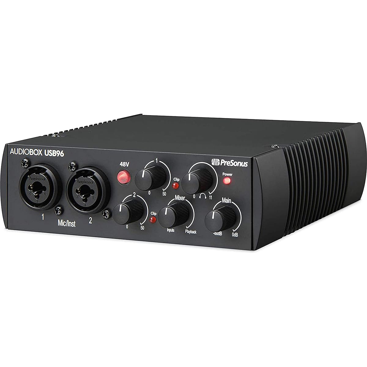 PreSonus AudioBox USB 96 Black USB Audio Interface 2 Channel 24-bit/96kHz USB 2.0 Recording Instrument/Mic Preamp with Gravity Magnetic Phone Holder and EMB XLR and 1/4" Cable Bundle