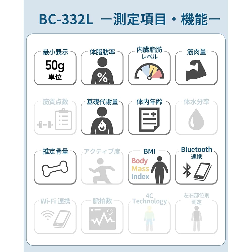 Tanita Weight Body Composition Meter Smartphone 50g Backlight White BC-332L WH Data management with smartphone Can be stored upright