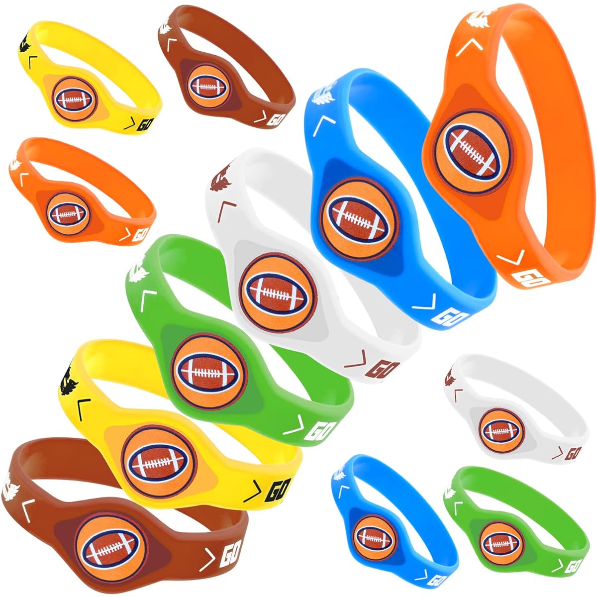 Lorfancy 24pcs Football Party Favors for Boys and Girls Silicone Wristbands Football Themed Gifts Party Supplies Decorations Goodie Bag Fillers for Kids and Adults