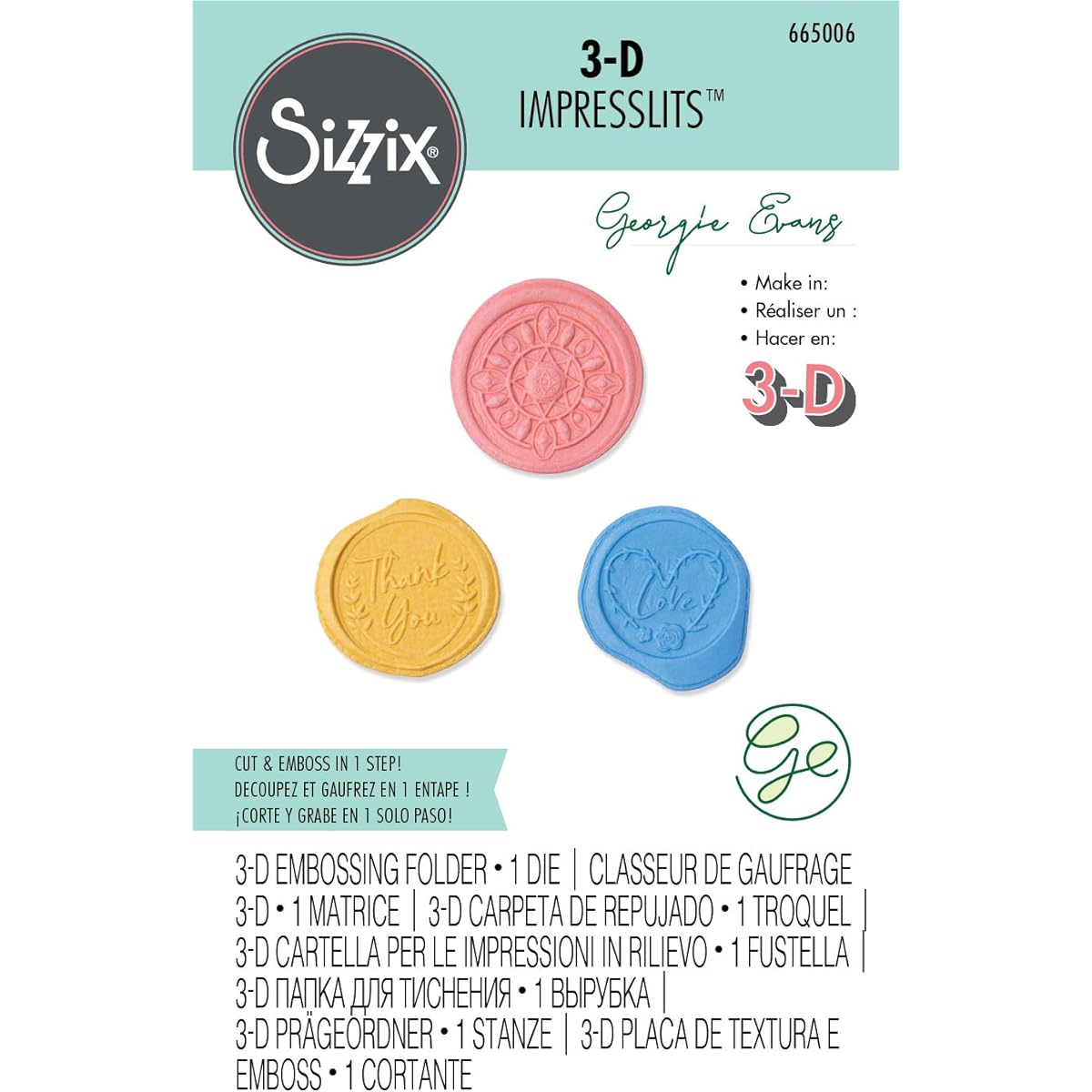 Sizzix 3D Impresslits Embossing Folder By Georgie Evans-Wax Seals -665006