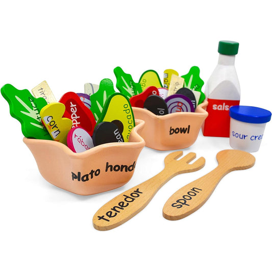 Wordy The EnSALADa - English/Spanish Bilingual Playset for Toddlers (30 Pieces)