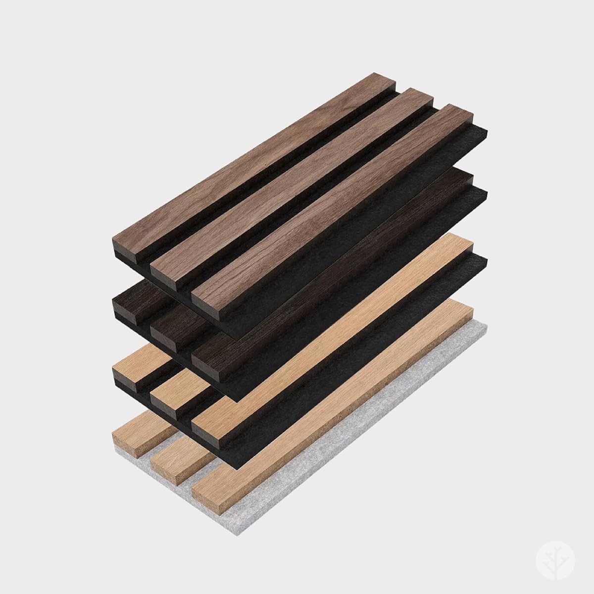 Slatpanel - Sample Pack - SLATPANEL - Natural Oak Smoked Oak Natural Walnut Natural Oak (Gray) - 3D Wall Panels - Acoustic Panels - Interior Walls - Decoration - Luxury Wood Veneer Panels
