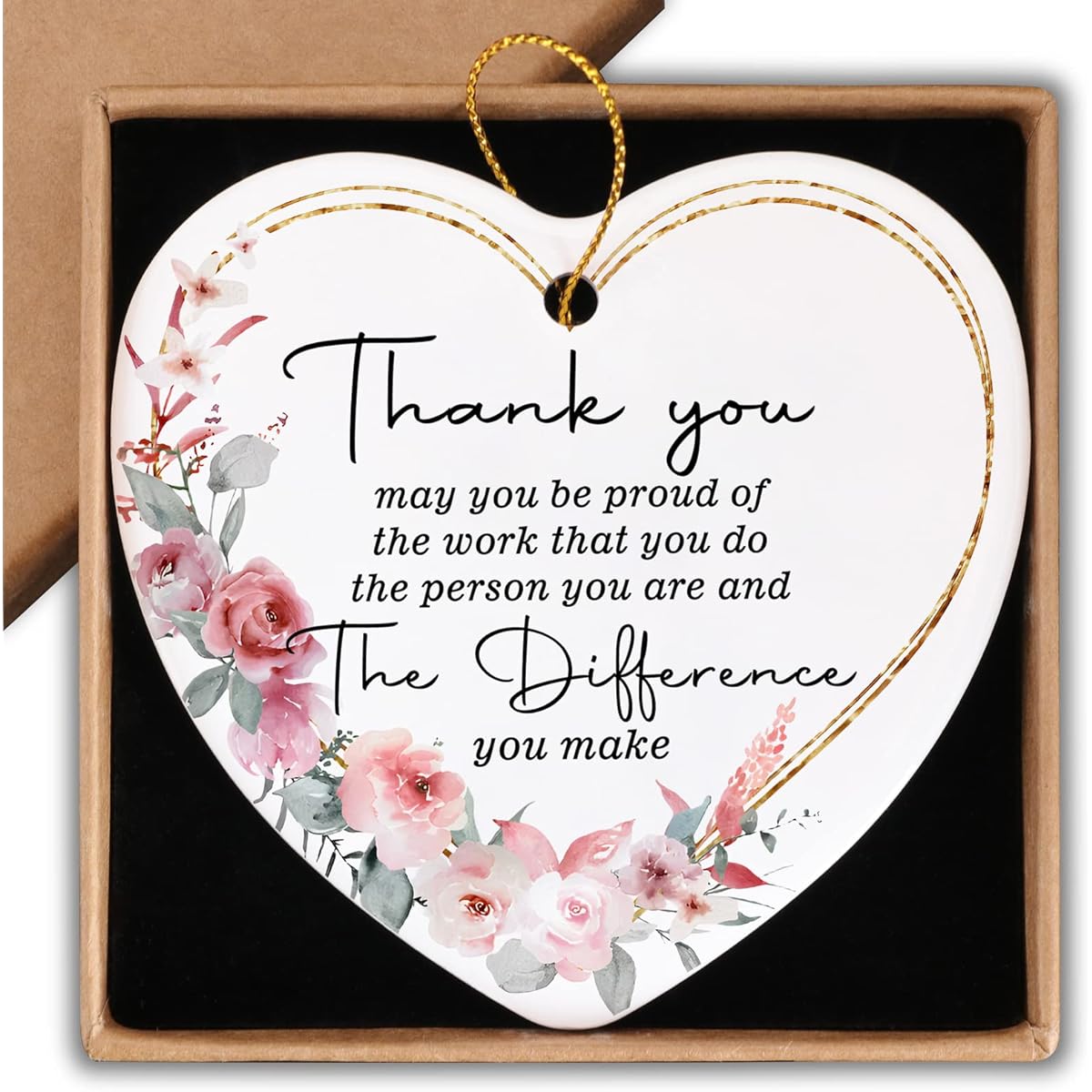 Thank You Gifts Ornament Keepsake Sign Heart Plaque Best Friend Christmas Retirement Leaving Job Farewell Women Friends Coworkers Bosses