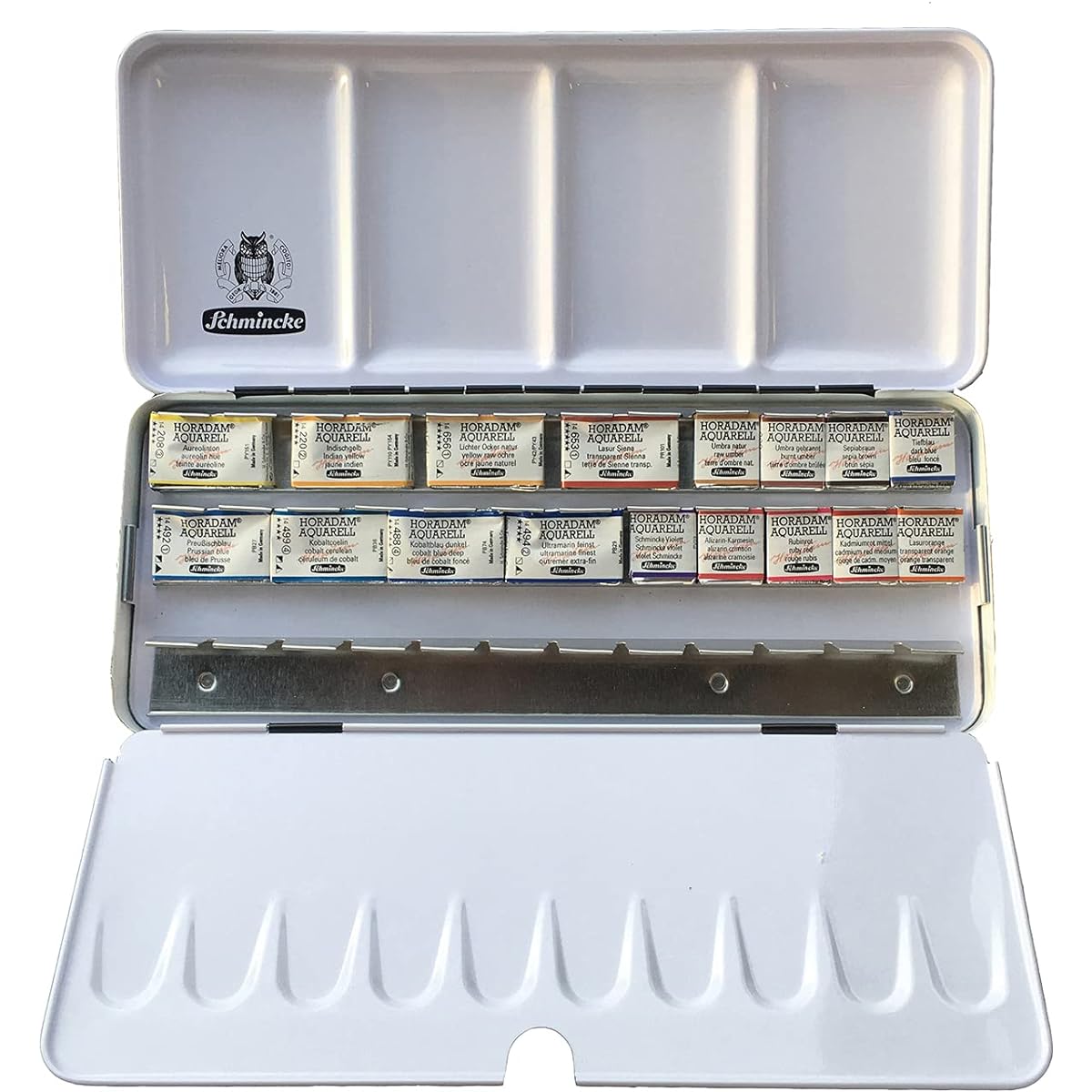 Hazel Soan Schmincke Horadam Aquarell Watercolor Paint Set - 8 Full Pans and 9 Half Pans