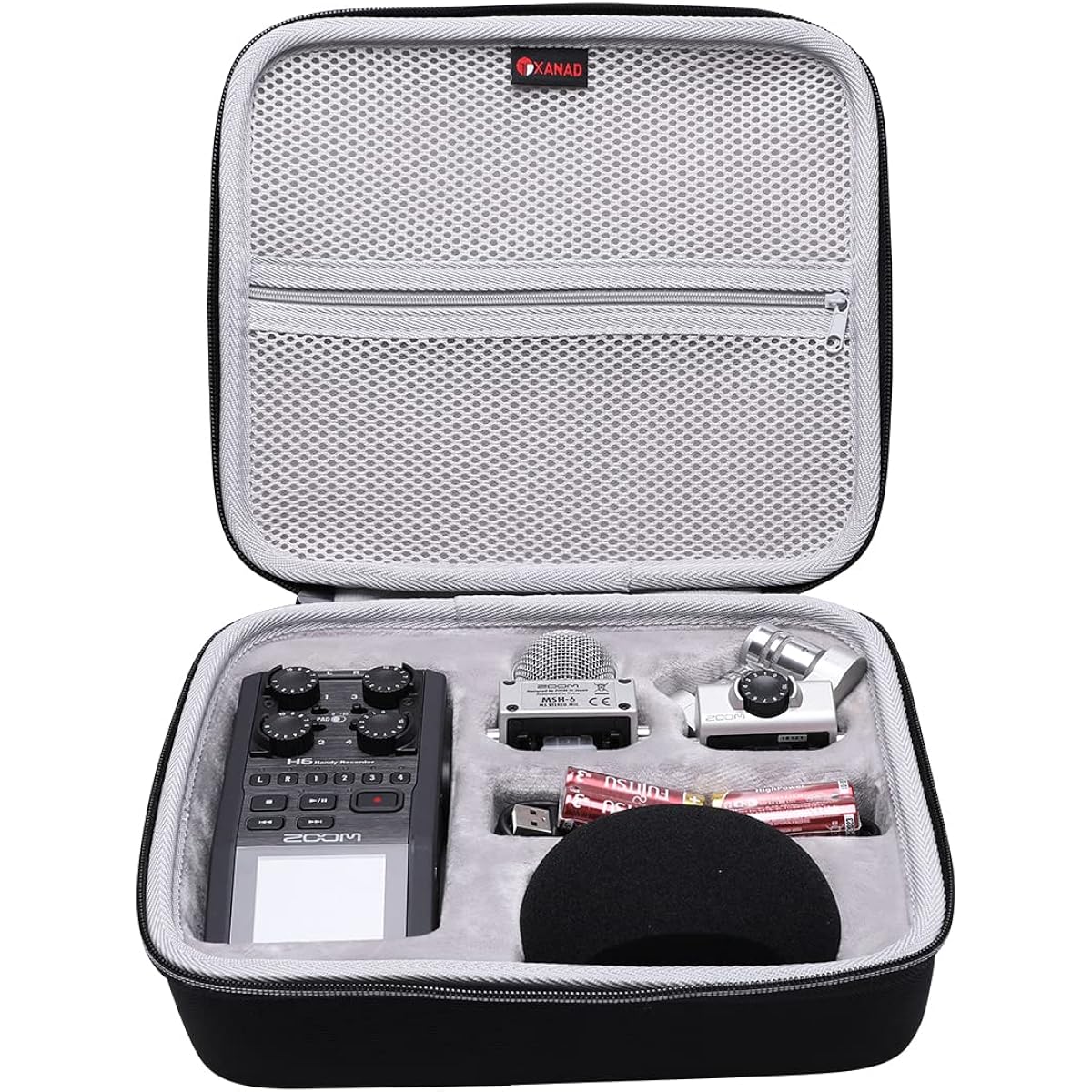 XANAD Hard Case Fits Charger, Cables and Other Accessories for Zoom H6 Six Track Portable Recorder