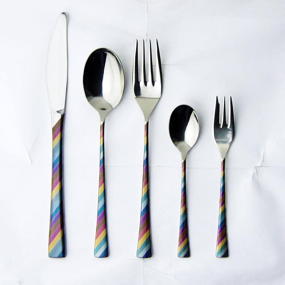 Nagao Dinner Cutlery Set, 5 pieces, 18-8 stainless steel, multiple colors, made in Japan, gift package