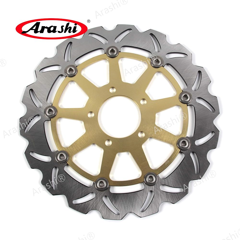 Arashi Front Brake Disc Rotor Compatible with Suzuki GSXR600 GSX-R600 1997-2003 / GSXR750 GSX-R750 1996-2003 / GSXR1000 GSX-R1000 2001 2002 / GSX1400 2002-2007 Motorcycle Replacement Accessories Gold