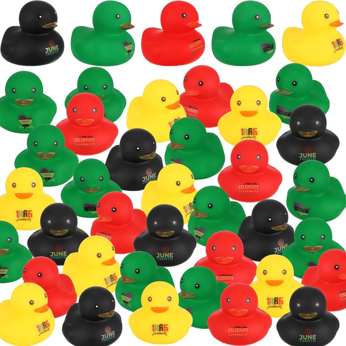 Wettarn Happy Juneteenth Rubber Ducks June 19th Rubber Duckies 2" Patriotic Juneteenth Mini Bath Rubber Duck Shower Swimming Pool Games Freedom Day Patriotic Party Goodie Bag Supplies (48)
