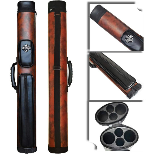 2x2 Hard Cue Case Oval Pool Cue Billiard Stick Carry Case