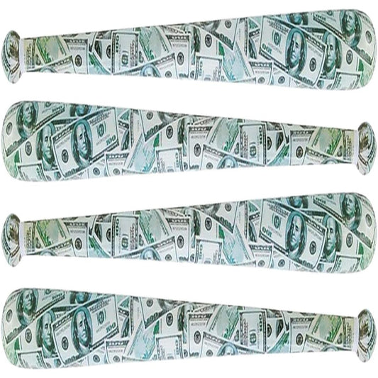 ArtCreativity Money Baseball Bats Inflatables for Kids - Set of 4 40 Inch Durable Inflatables Cool Sports Birthday Party Favors Decorations Supplies Carnival Party Favors