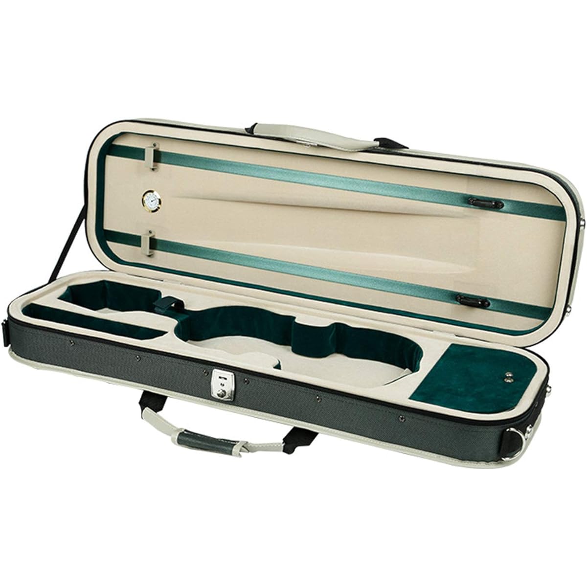 Violin Case Violin Hard Case Foam Humidity Hygrometer High Density Oval Shape with Strong Zipper Sturdy Lightweight Pressure Resistant (Color: Gray, Size: 3/4)