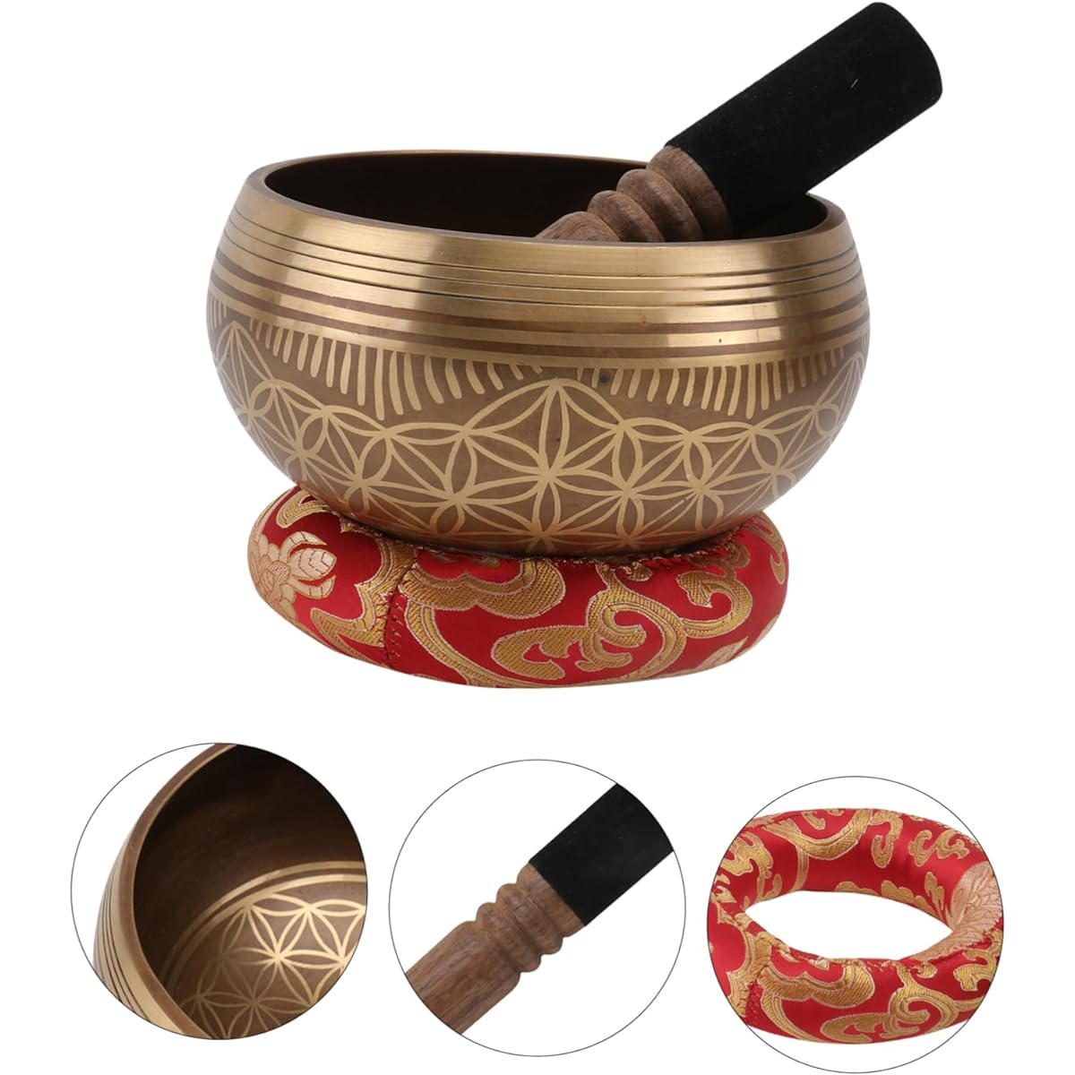 VINTORKY 1 Set Buddhist Music Bowl Colorful Healing Spirit Yoga Yogi Meditation Bowl Music Bowl Yoga Manual Tools Cotton