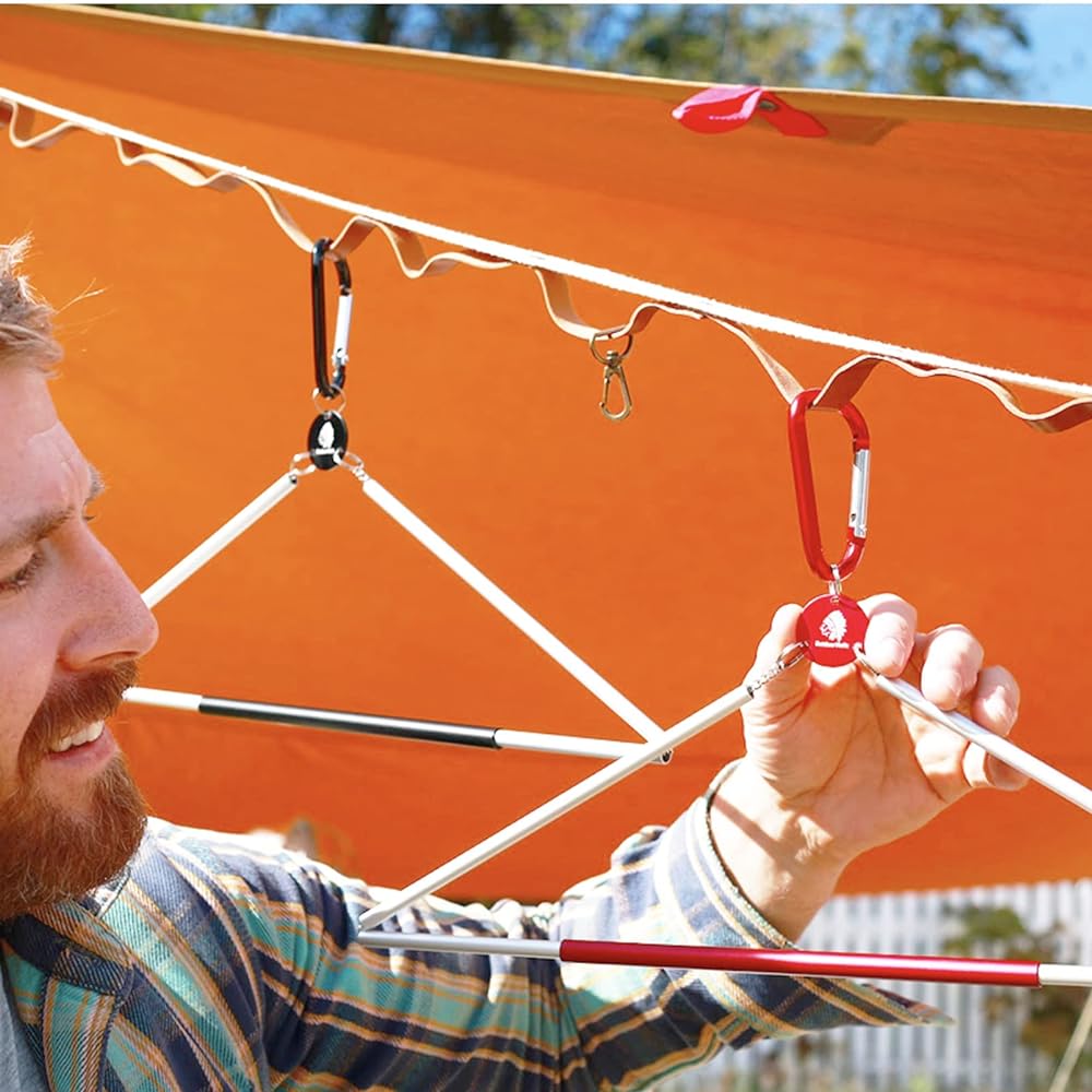 OutdoorHolic Hanger, Folding Hanger, Outdoor Hanger, Carabiner, Foldable, Aluminum, Lightweight, Compact ORIGER (Red)