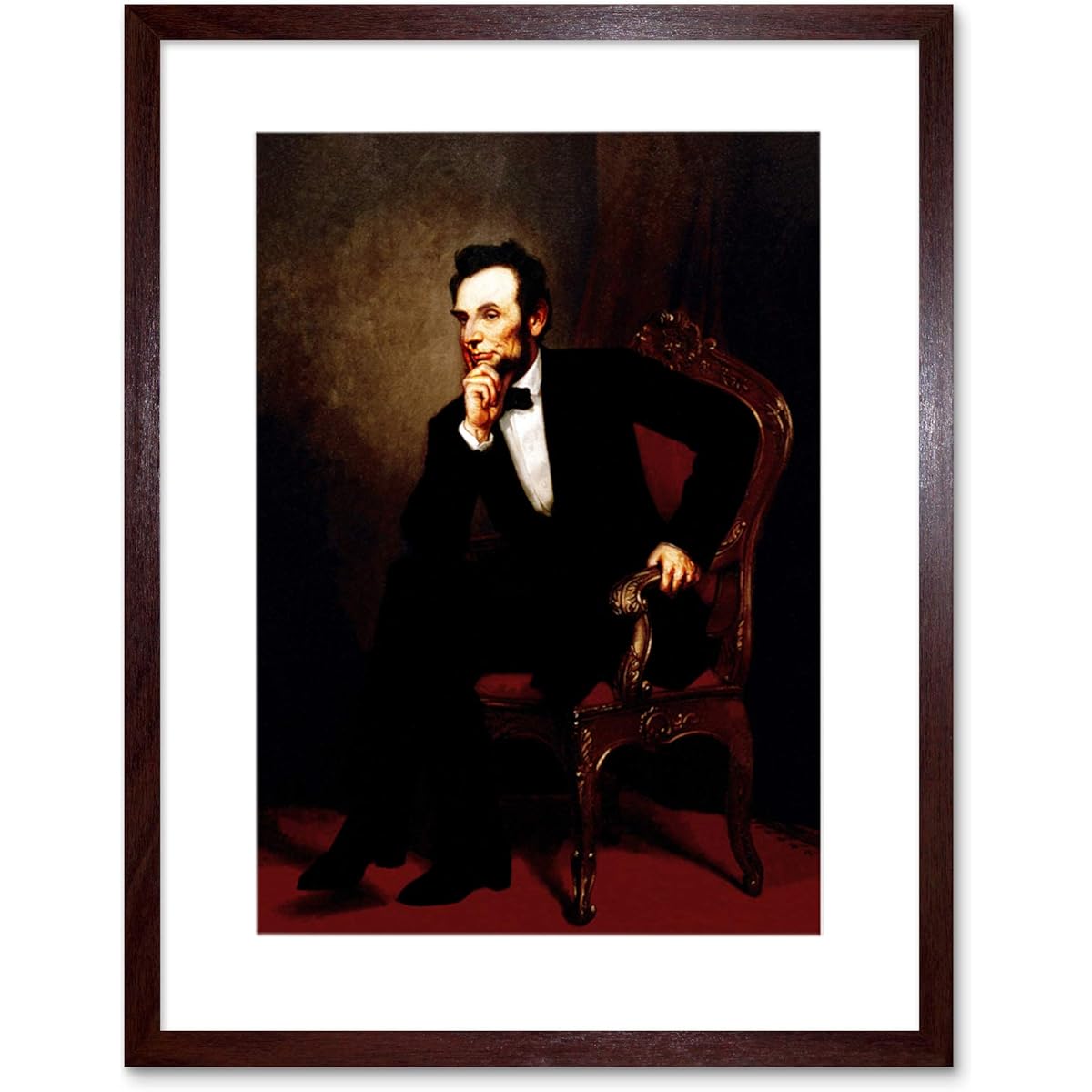 Painting portrait Healy President Abraham Lincoln Framed Print f12 X 4917 12-Inches x 16-Inches Brown F12X4917_Dark Oak